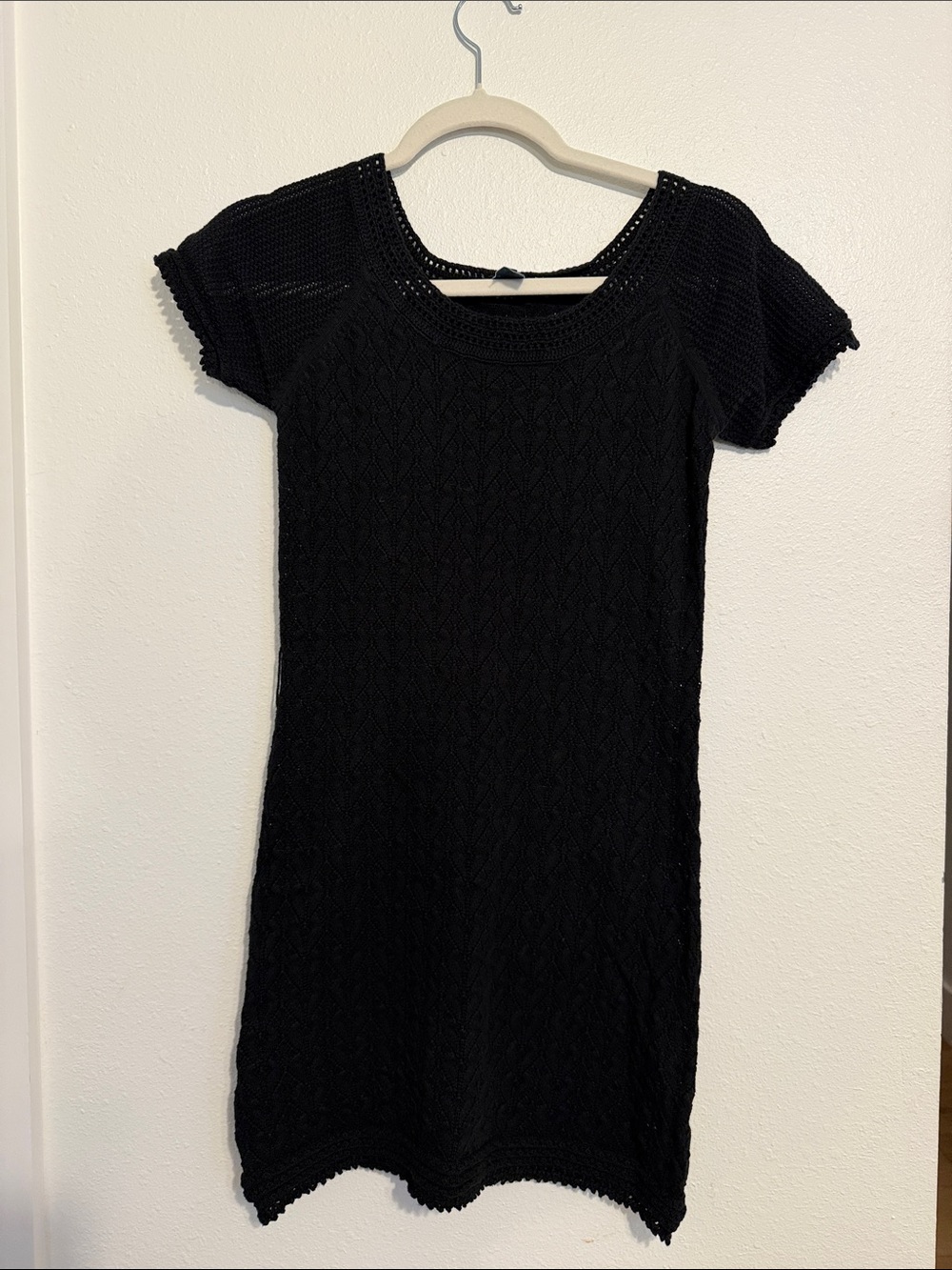 French Connection Black Crochet Mini Dress